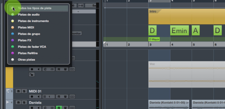Filtrado y Visualización de Pistas en Cubase PRO 8.5